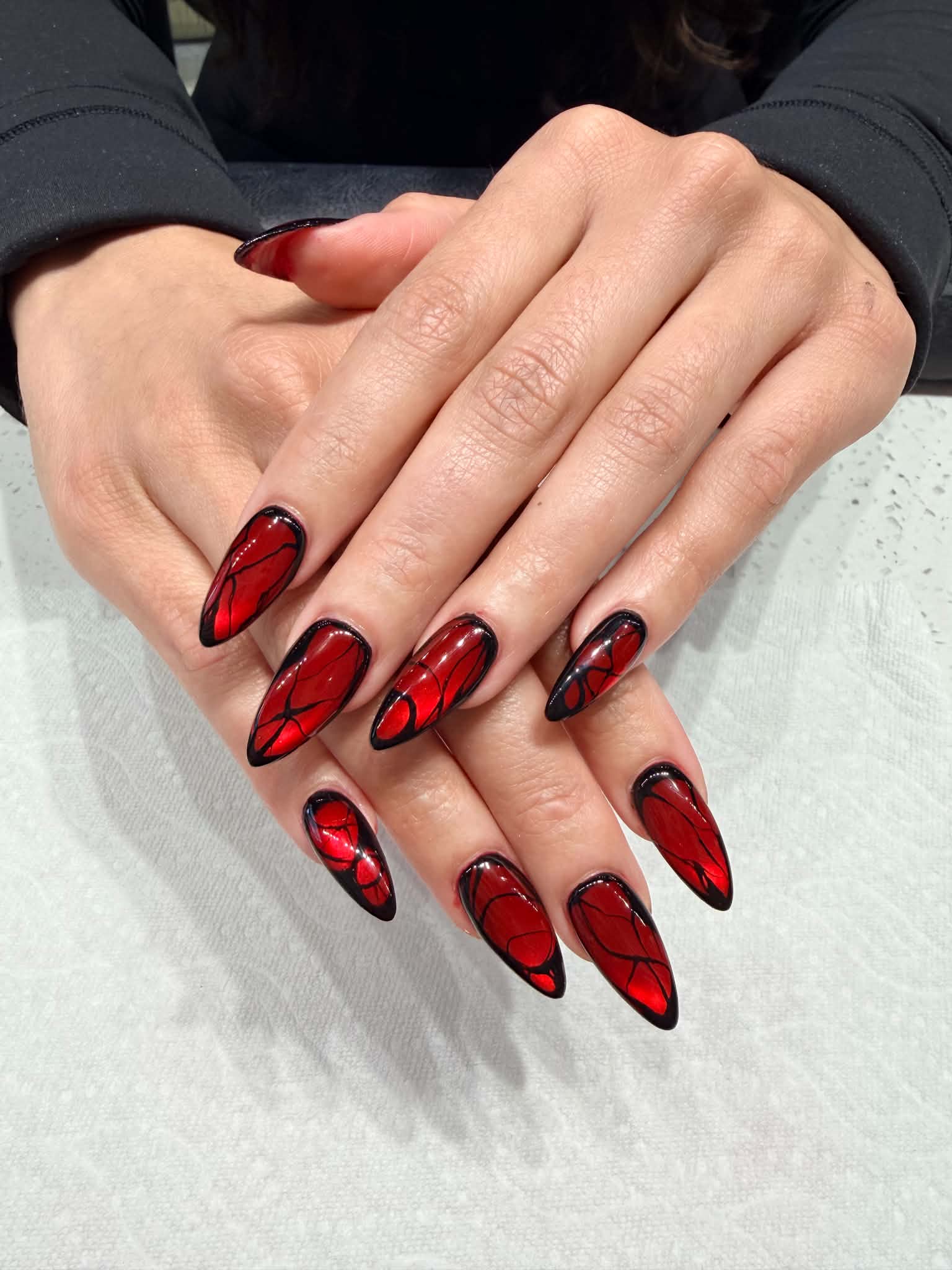 Radiance Nails & Spa cherry noir nail design